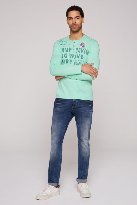 Henley-Pullover mit Logo Print