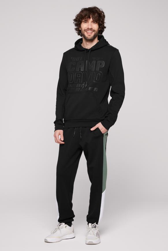 Hoodie im Materialmix mit Logo Artworks