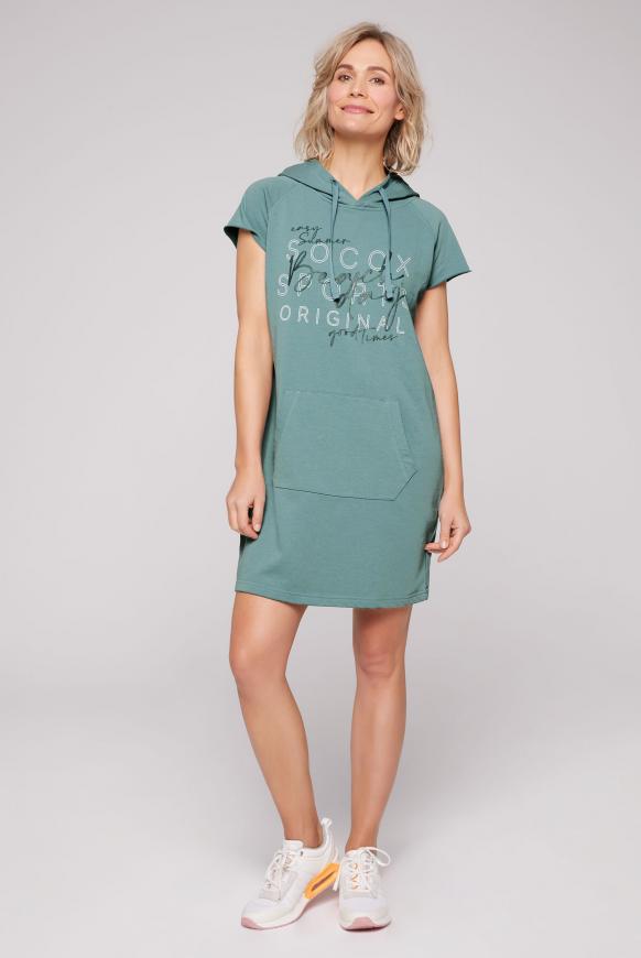 Hoodie-Kleid mit Label Print