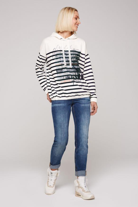 Hoodie mit Streifen- und Photoprint
