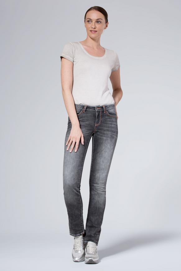 Jeans RO:MY mit Used-Optik und breiten Nähten