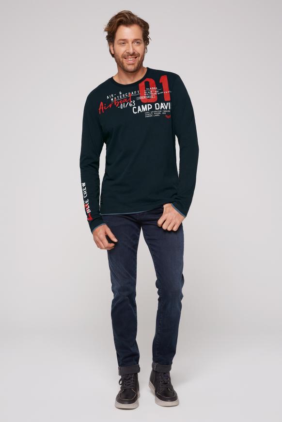 Langarmshirt mit Layering-Details und Prints