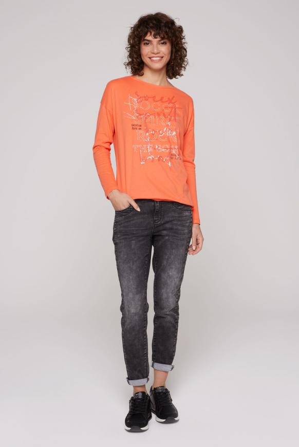 Langarmshirt mit U-Boot-Ausschnitt und Artwork