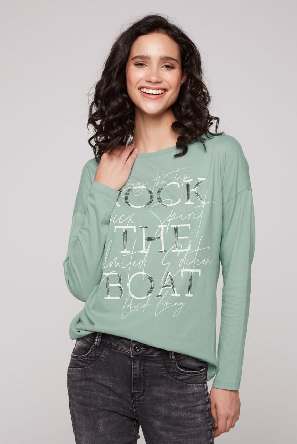 Langarmshirt mit U-Boot-Ausschnitt und Artwork