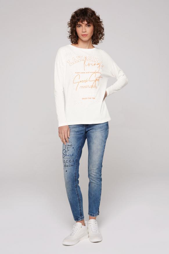 Langarmshirt mit U-Boot-Ausschnitt und Artwork