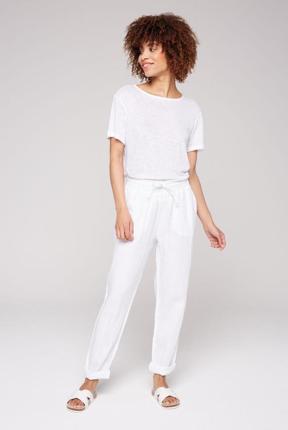 Leinenhose mit Turn-Up-Saum