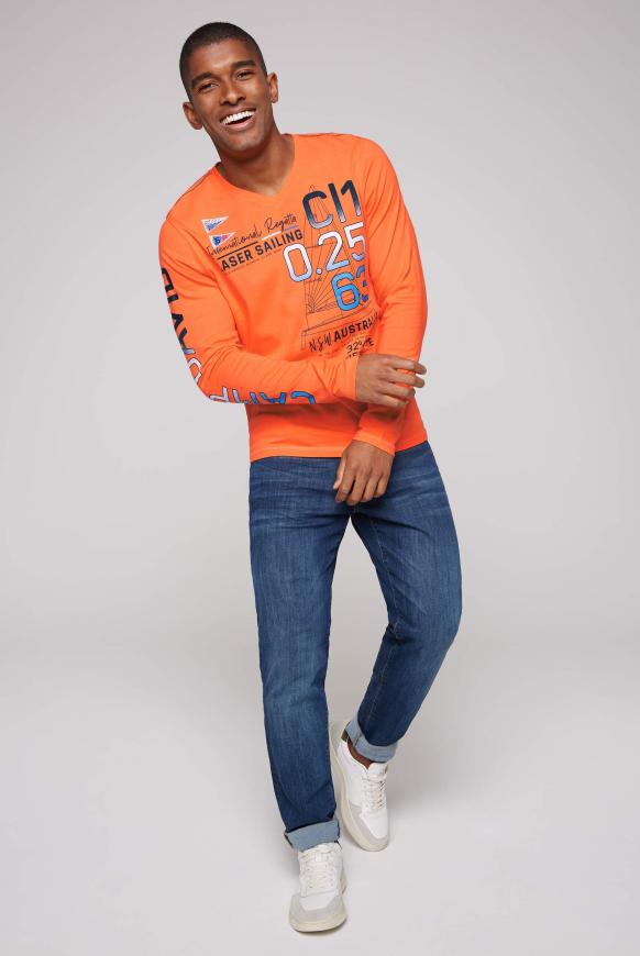Longsleeve mit V-Neck und Logo Artworks