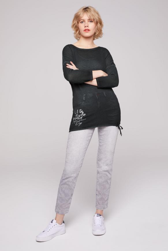 Mesh-Pullover mit Rücken-Artwork