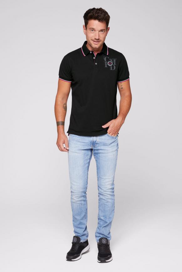 Pikee-Polo mit Artwork und Streifen-Dessin
