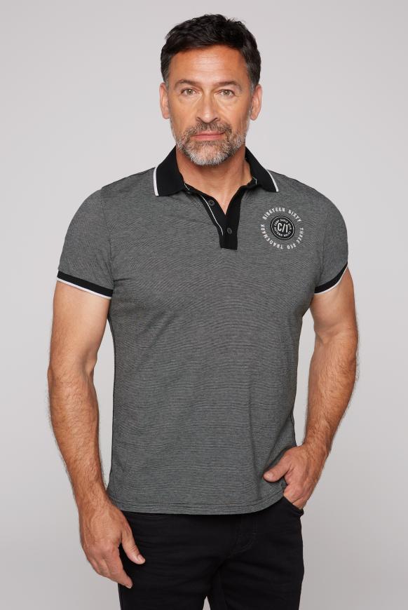 Poloshirt mit feinen Streifen und Artwork