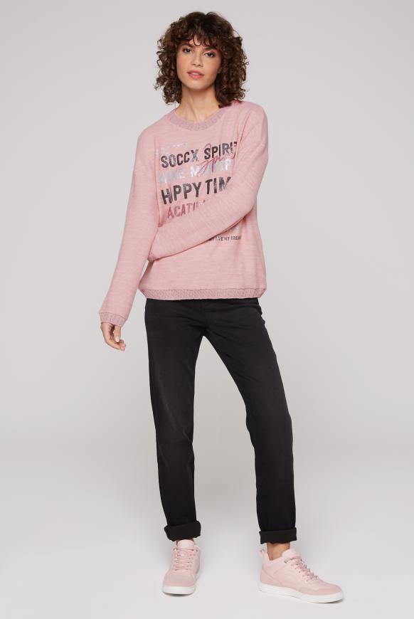 Pullover im Materialmix mit Glitzer-Print