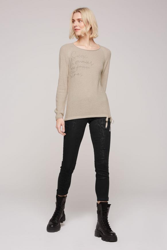 Pullover mit Strickmuster und Bindebandsaum