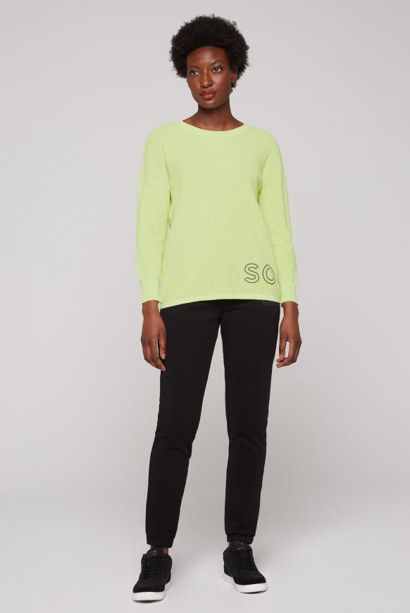 Pullover mit Strickmuster und Logo Print