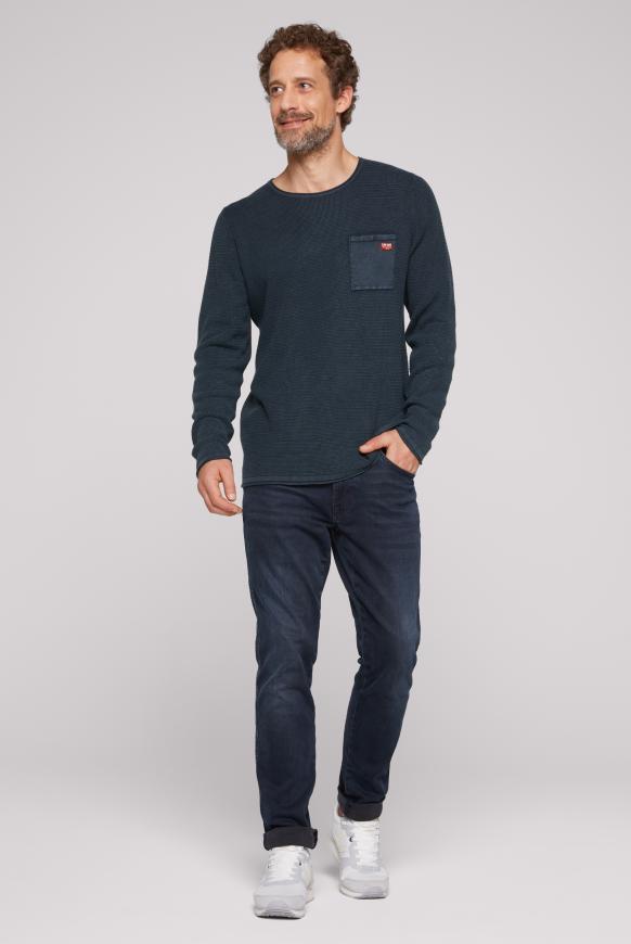 Pullover Stone Washed mit Strickmuster