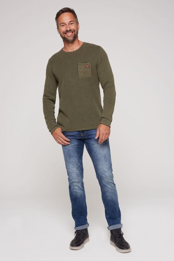 Pullover Stone Washed mit Strickmuster