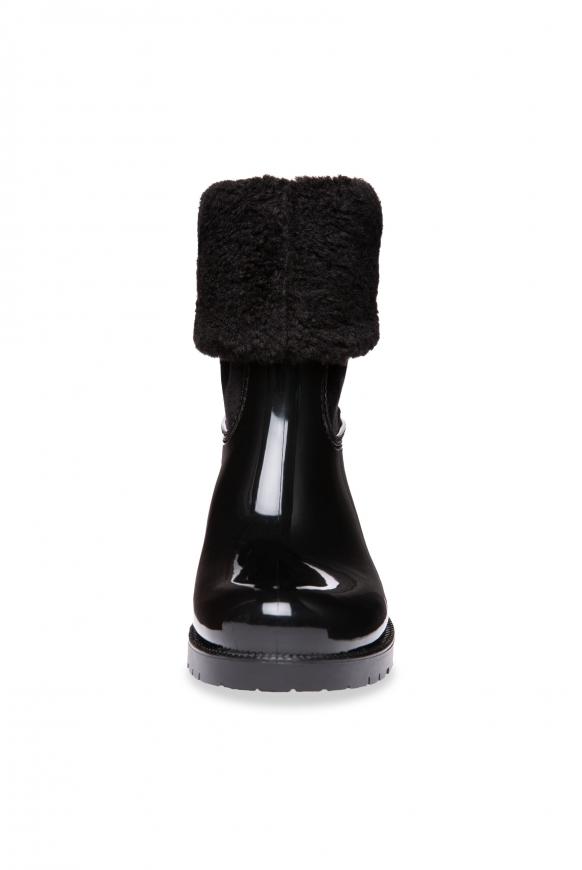 Regenstiefel mit Fake-Fur-Schaft und Logo