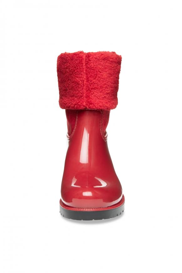 Regenstiefel mit Fake-Fur-Schaft und Logo