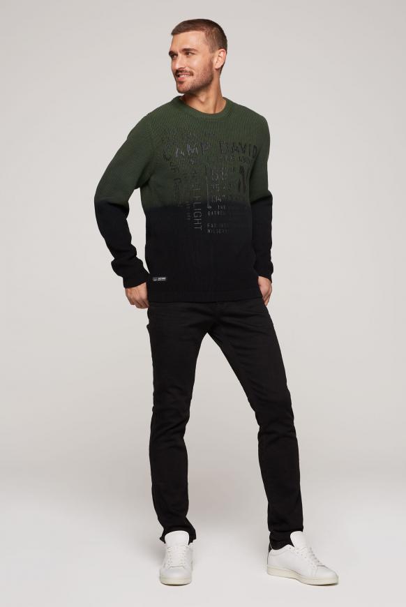 Rippstrickpullover mit Farbverlauf und Print