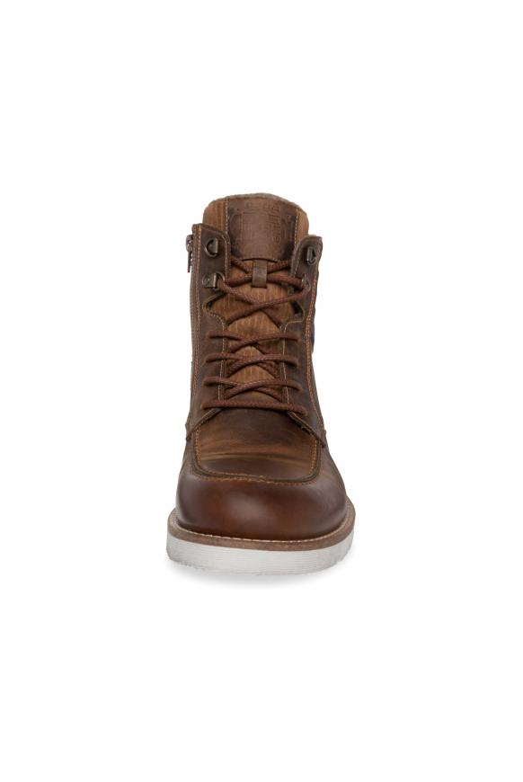 Schnürstiefel aus Leder mit Textil-Schaft