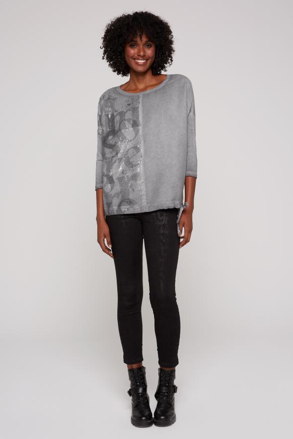 Shirt im Materialmix mit 3/4-Ärmeln