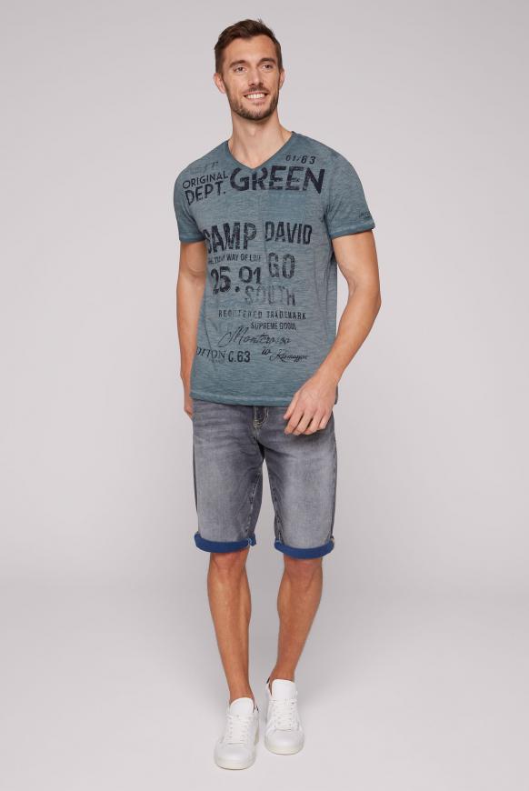 Streifenshirt mit V-Neck und Used Print