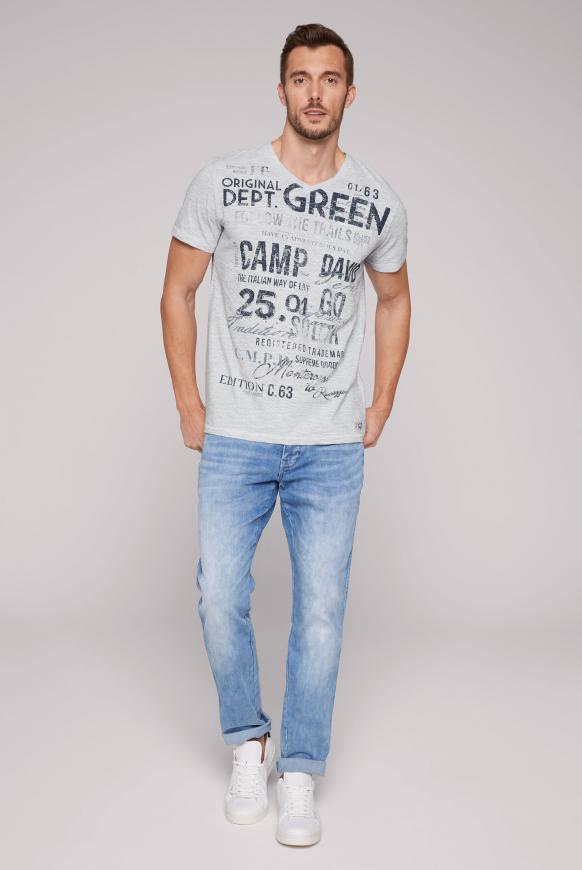Streifenshirt mit V-Neck und Used Print