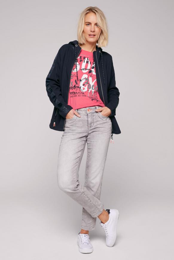 Strukturierte Kapuzensweatjacke mit Logo-Tapes