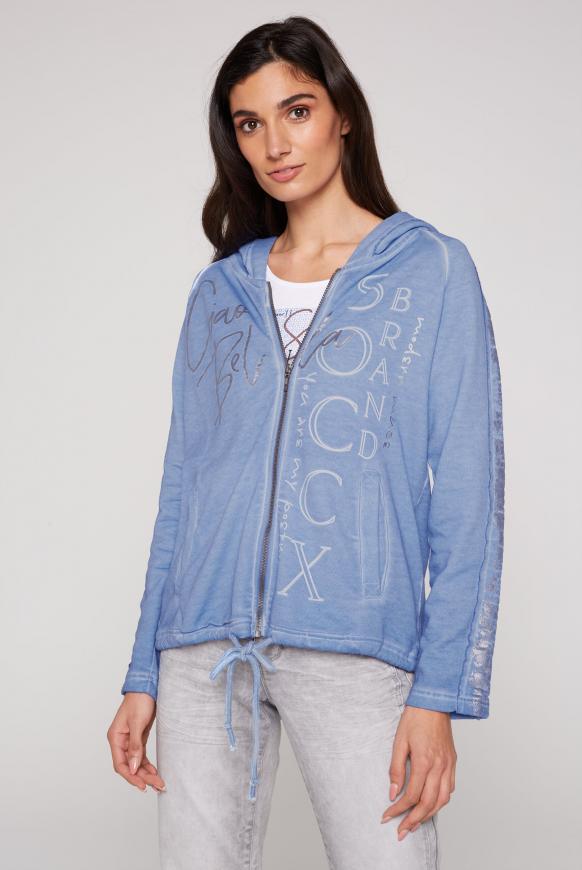 Sweatjacke mit Kapuze und Folien-Prints