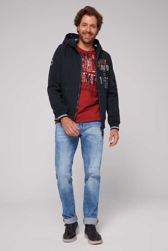 Sweatjacke mit Kapuze und Softshell-Details