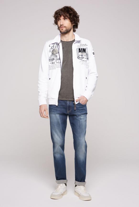 Sweatjacke mit Twill- und Ripp-Details