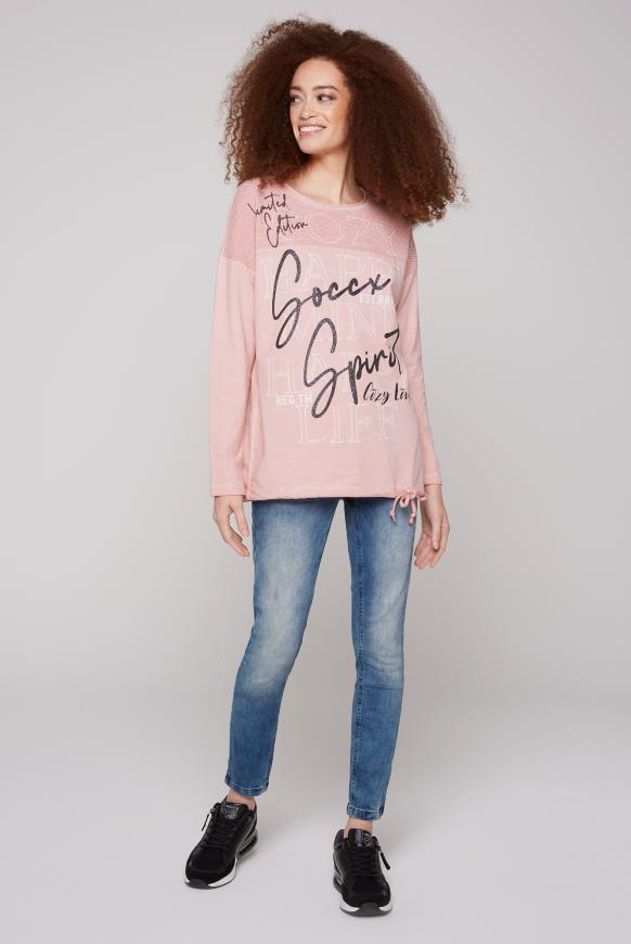 Sweatshirt mit Chenillestrick und Print