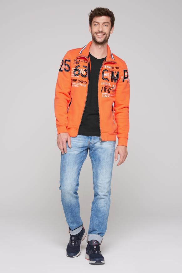 Sweatshirtjacke mit Label-Applikationen