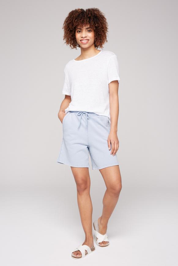 T-Shirt aus Leinen mit kleinem Label Print