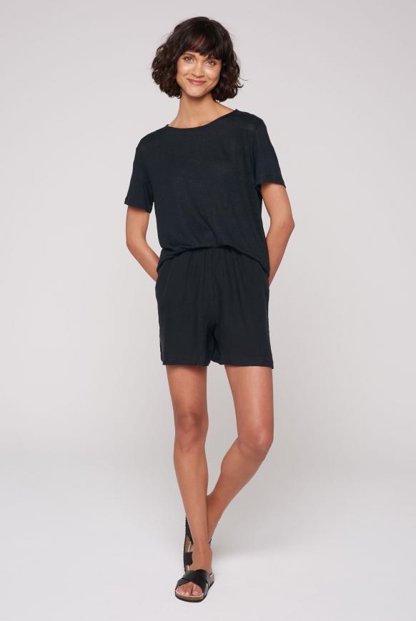 T-Shirt aus Leinen mit kleinem Label Print