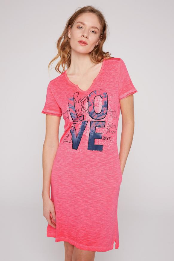 T-Shirt-Kleid mit Mesh-Einsatz und Print