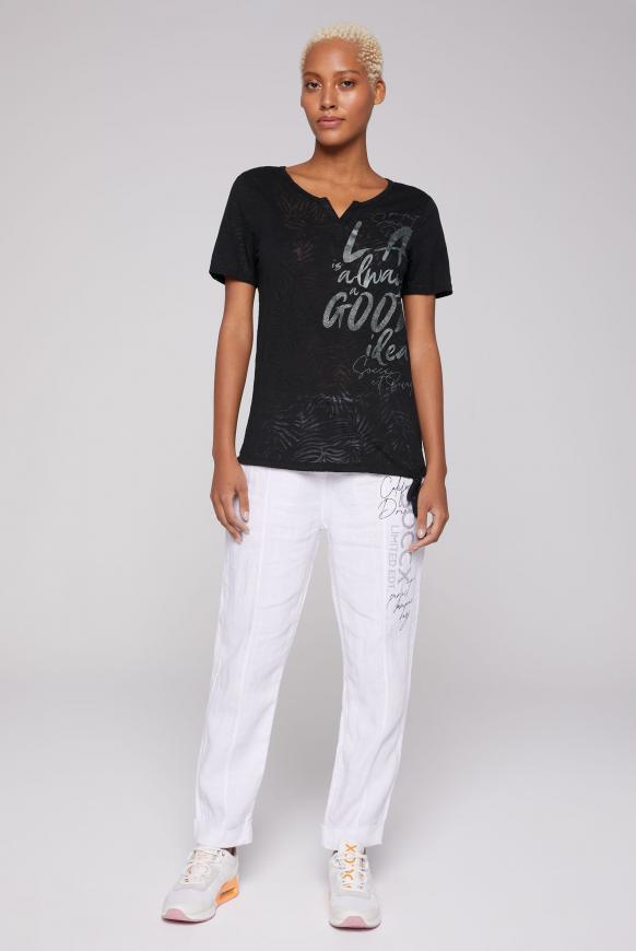 T-Shirt mit Ausbrenner-Muster und Print