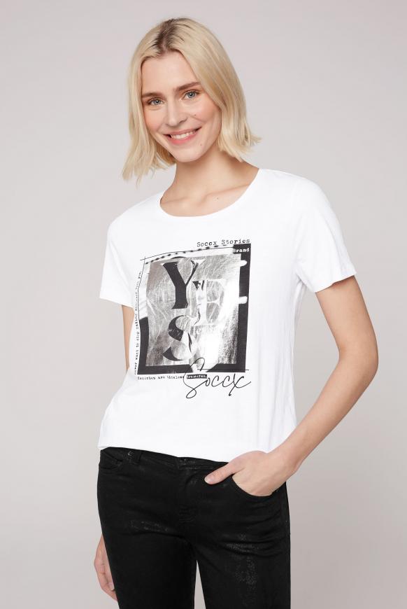 T-Shirt DAVID CAMP & | SOCCX opticwhite mit Kunstdruck
