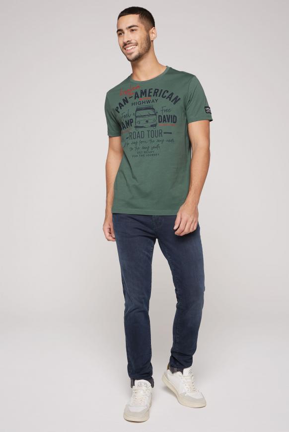 und & SOCCX grey Prints CAMP | mit T-Shirt green DAVID Label Stickereien