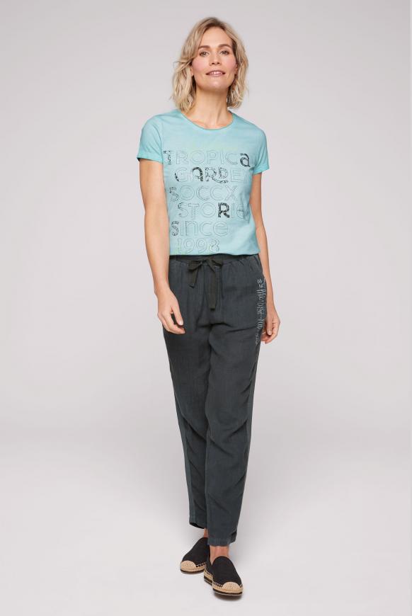 T-Shirt mit Print und Metallsteinchen