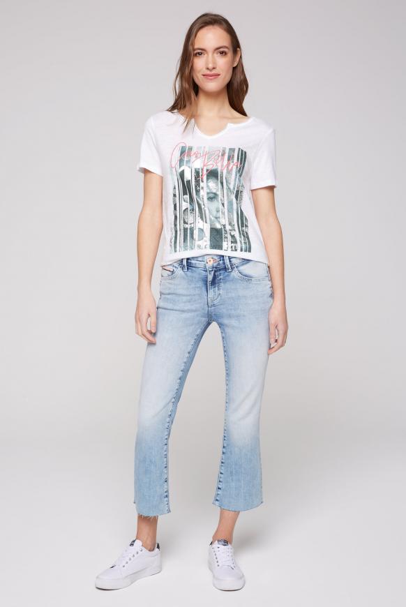 T-Shirt mit Used-Kanten und Artwork