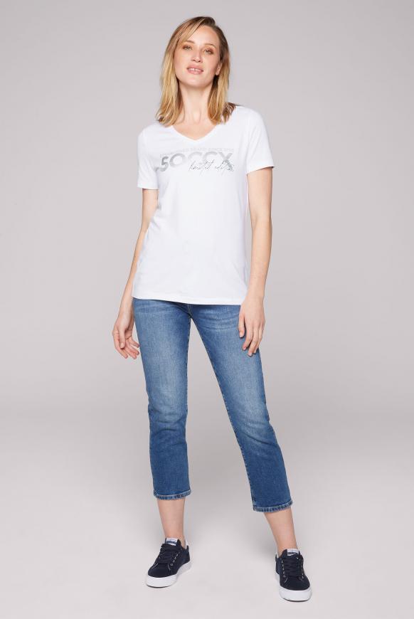 T-Shirt mit V-Ausschnitt und Artwork