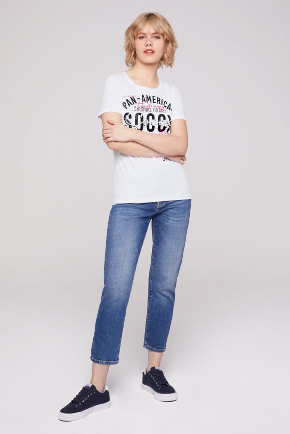 T-Shirt Rundhals mit Label Print