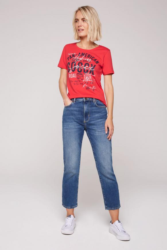 T-Shirt Rundhals mit Label Print