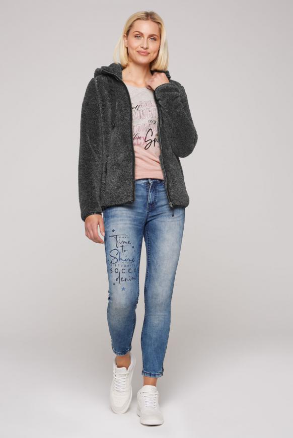 Teddyplüschjacke mit Kapuze
