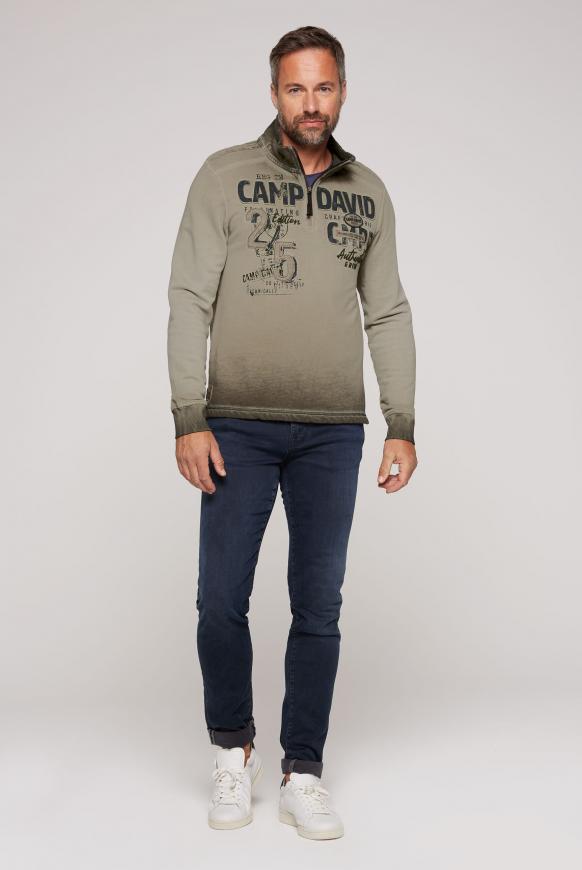 Troyer-Sweatshirt Oil Dyed mit Logo Design