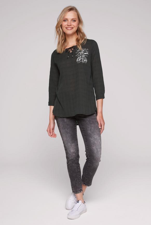 Tunika-Bluse mit Karowebmuster