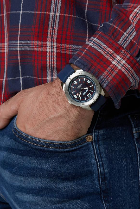 Uhr aus Edelstahl mit Silikonarmband