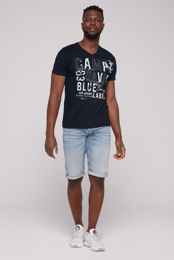 V-Shirt mit Logo-Applikationen