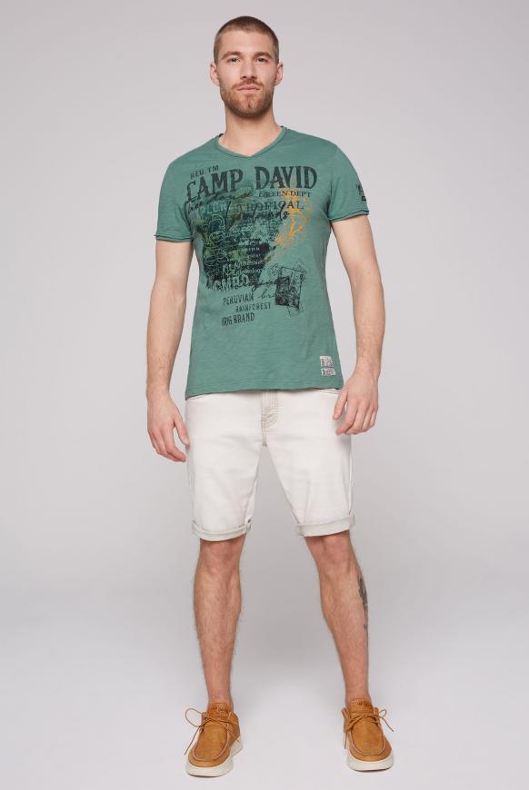 V-Shirt mit Prints und Stickereien