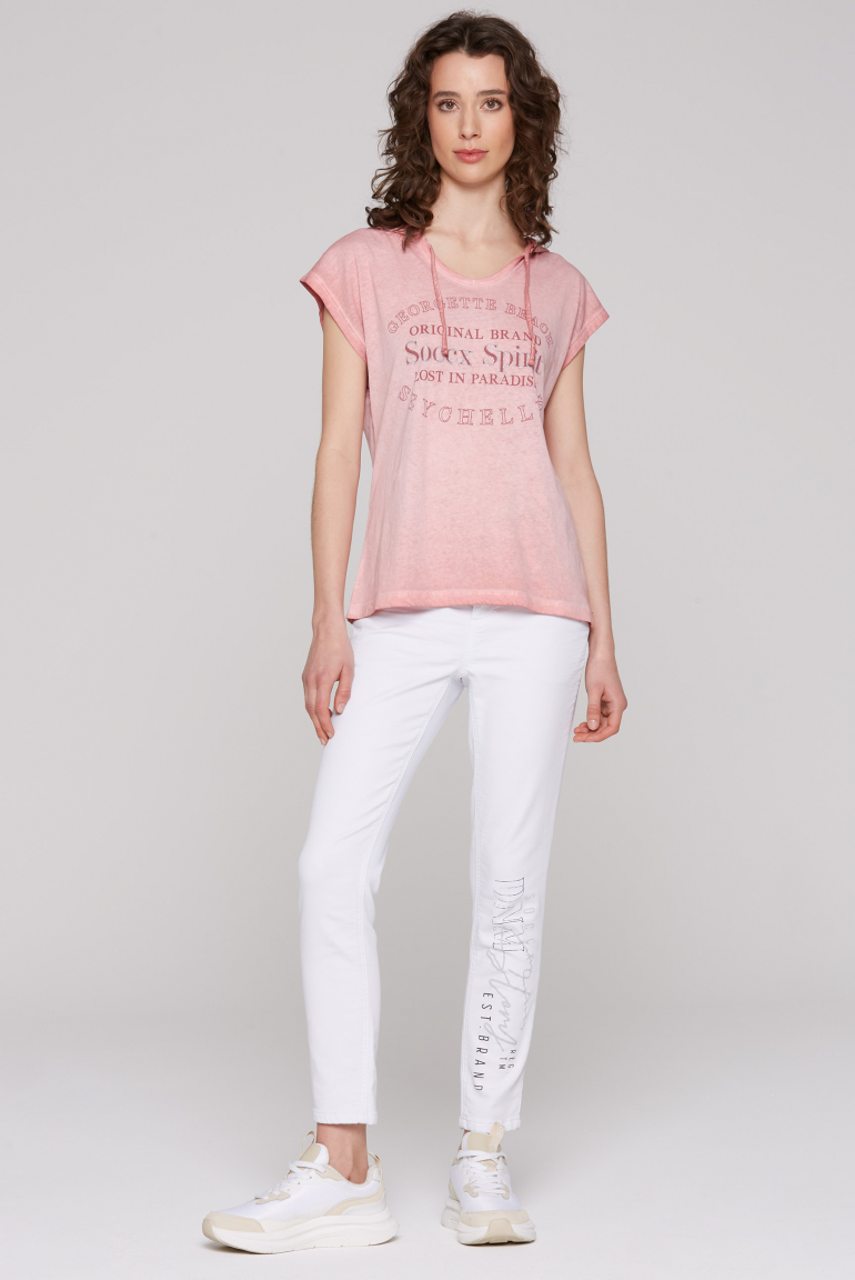 Ärmelloses Kapuzenshirt mit Glitter Puffprint